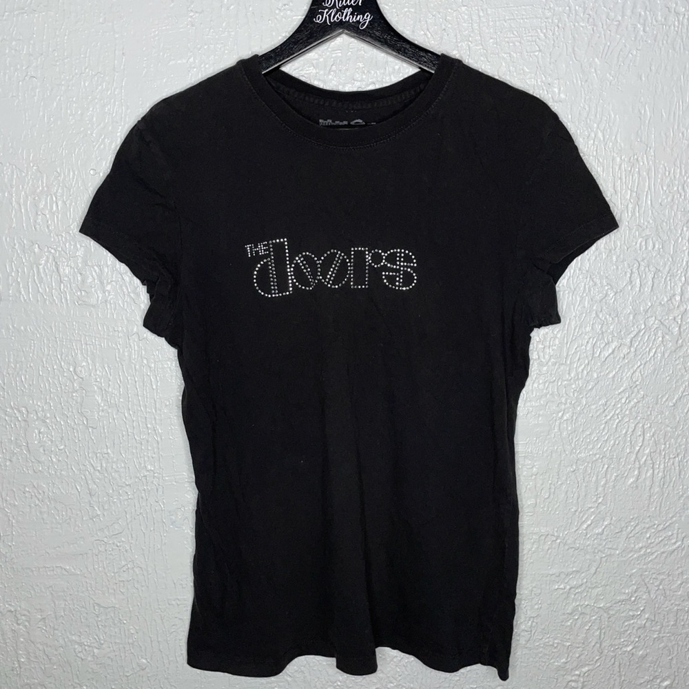 Vintage Black The Doors JimMorrison Rhinestone Studded Sparkly VTG T-shirt XL